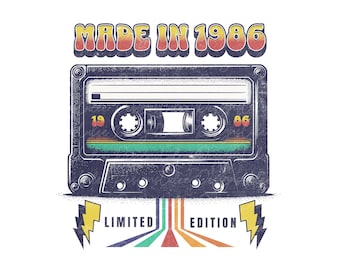 1986 Birthday PNG: 40th Birthday Sublimation Design (Digital Download)