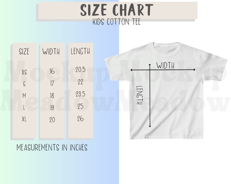 Gildan 5000B Size Chart, GILDAN 5000 Kids Tee Size Chart, 5000 Tshirt ...