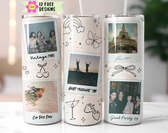 Custom Photo Polaroid Tumbler Wrap: 20 oz Skinny Sublimation Design (Digital Download)