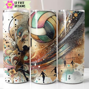 Volleyball Tumbler Wrap PNG: 20oz Skinny Sublimation Design (Digital Download)