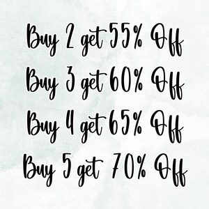 a black and white photo with the words buy 1 get 5 % off