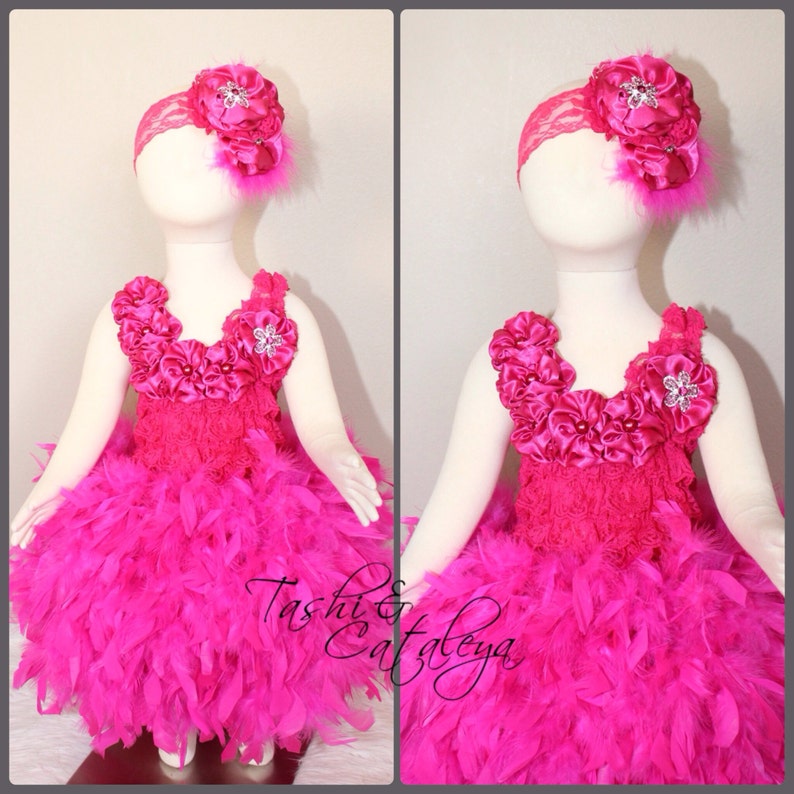 hot pink feather dress