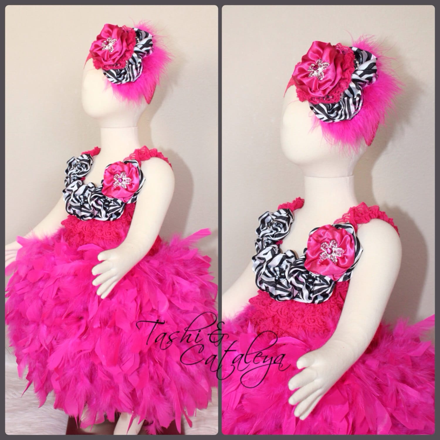hot pink feather dress