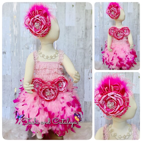 hot pink feather dress