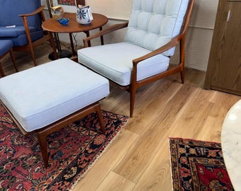 Milo Baughman for Thayer Coggin High Back Mid Century Modern Archie Lounge Chair & Ottoman