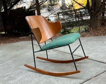 IB Kofod Larsen Penguin Danish Mid Century Modern Rocking Chair