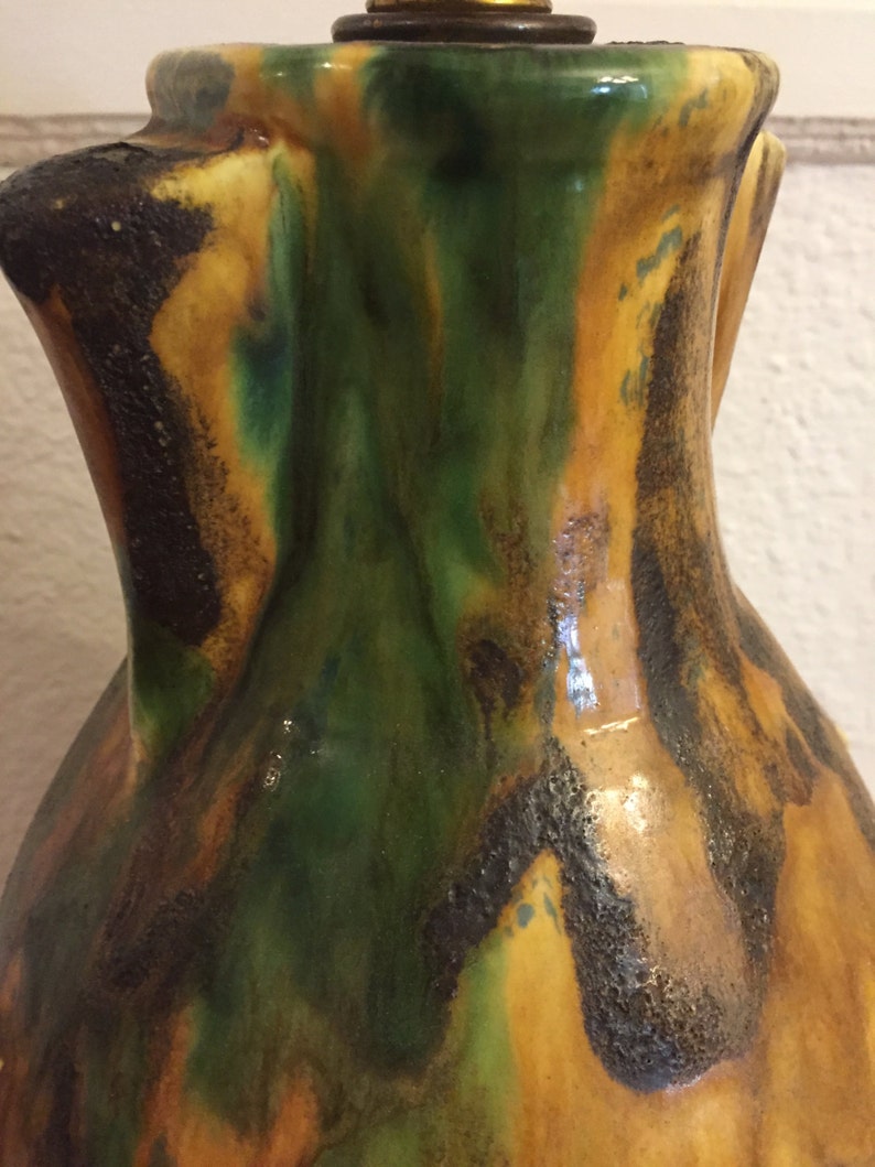 Super Unusual Mid Century Modern Jug Handle Glazed Lamp