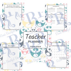 Printable Teacher Planner, Personal planner bundle, teacher planner, yearly planner, and 2 year calendar, pastel panda