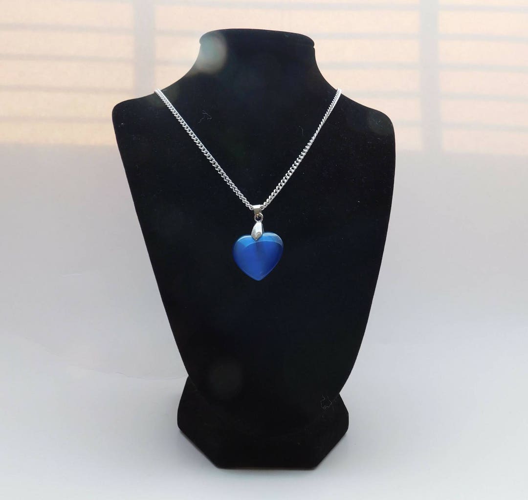 Blue Heart Pendant Necklace Etsy