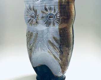 Vintage Studio Art Pottery Owl Decanter Jug by Tavares, 1970's