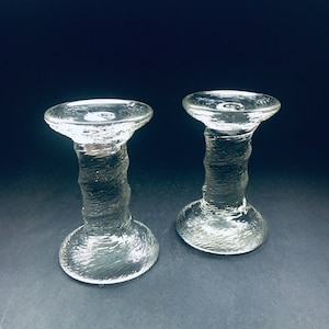 Vintage Design Ice Glass Twisted Candle Holder Set, France 1970&#39;s