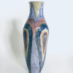 Vintage 1980&#39;s Handmade Art Studio Pottery XL Vase, Signed