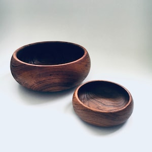Midcentury Scandinavian Design Round Teak Bowl Set - Danemark années 1960