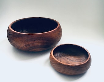 Midcentury Scandinavian Design Round Teak Bowl Set - Denmark 1960's