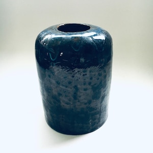 1960&#39;s Art Studio Pottery Multicolored Glazed Pot Vase, Signed LK