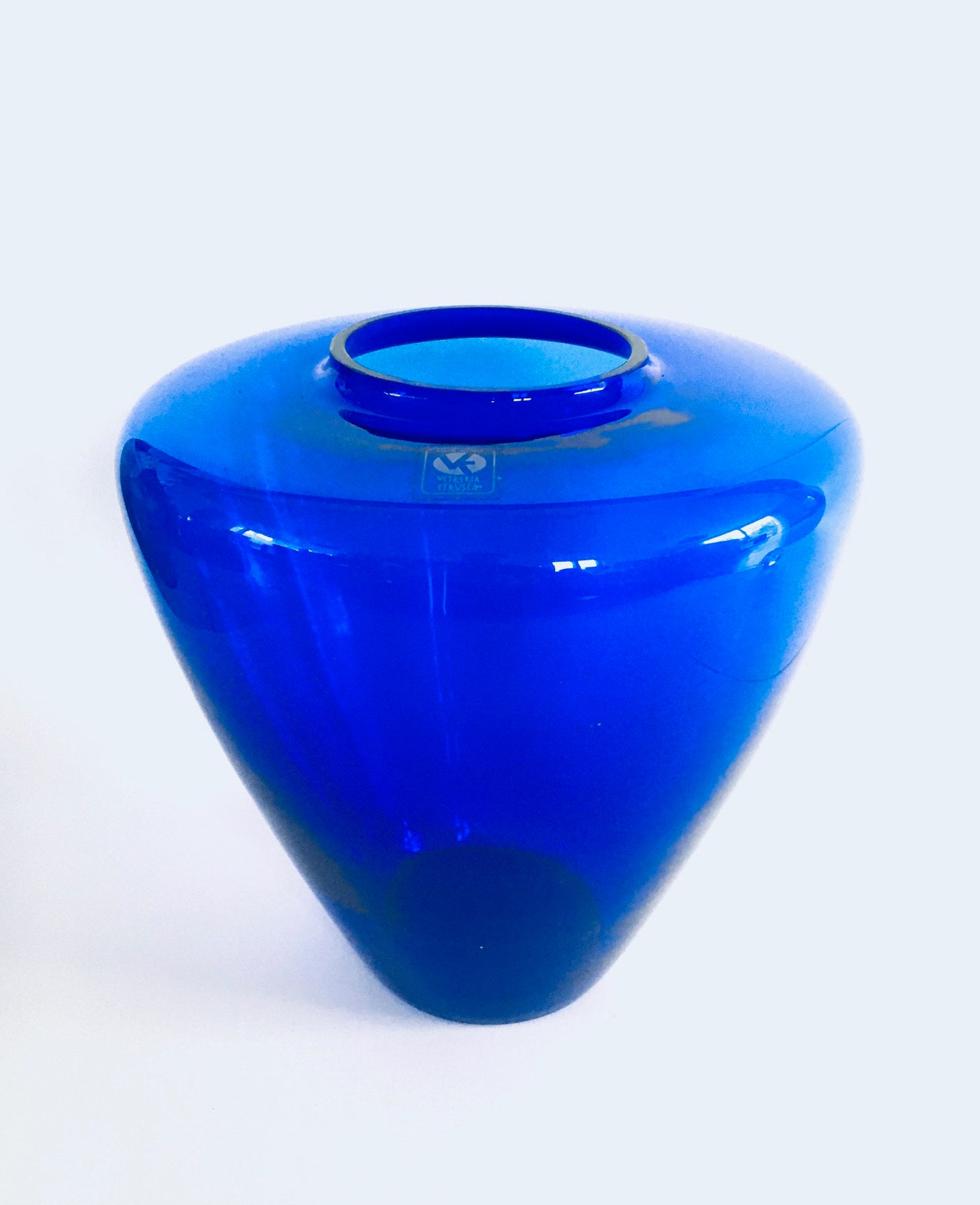 Postmodern Design Blue Glass Vase by Vetreria Etrusca Italy - Etsy