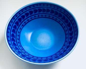 Vintage Keralux Pottery Blue Dish Bowl de Boch Freres, Bélgica década de 1960