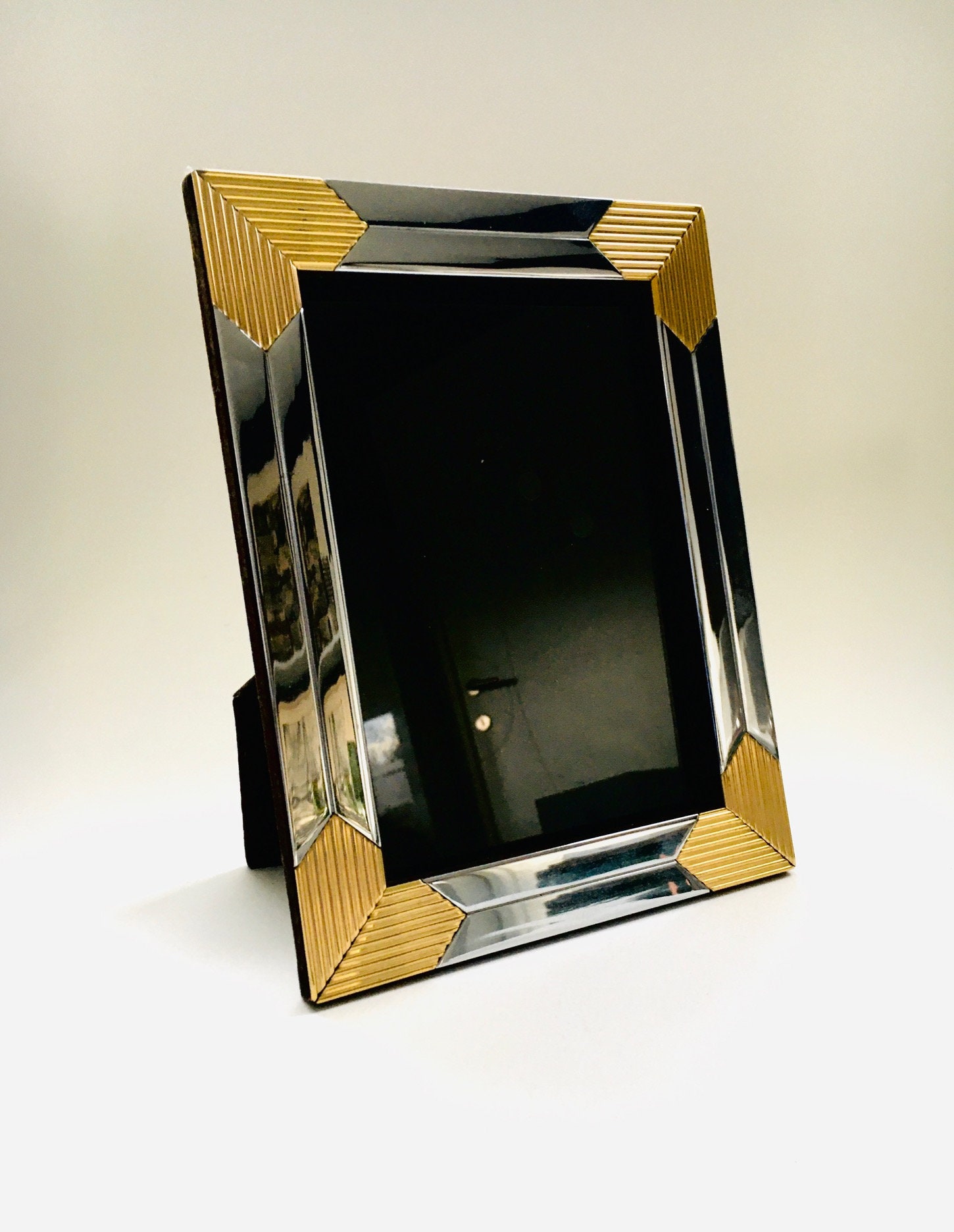 Hollywood Regency A5 Brass & Chrome Picture Frame 1970's Etsy