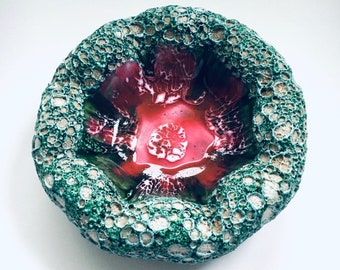 Midcentury Modern Art Pottery Ocean Coral Structure Bowl 1960's Italy