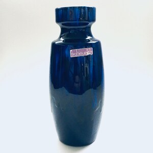 Vintage Art Pottery Flamed Blue Glazed Vase by Scheurich, West Germany 1960's