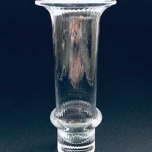 Midcentury Modern Scandinavian Design Hooped Clear Glass Vase 1970&#39;s