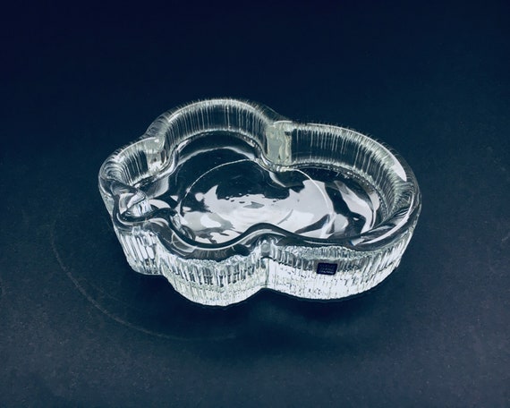 Finn Crystal CUMULUS Low Glass Dish by Arabia Finland, 1980's