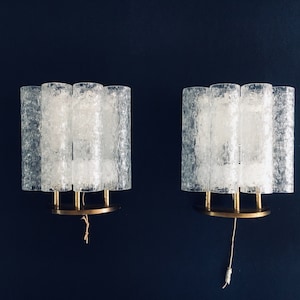Midcentury Design Glass Wall Lamp Set by Doria Leuchten, Germany 1960&#39;s