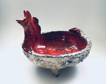 Midcentury Art Ceramic Mystical Figural Dish, Belgium 1960's