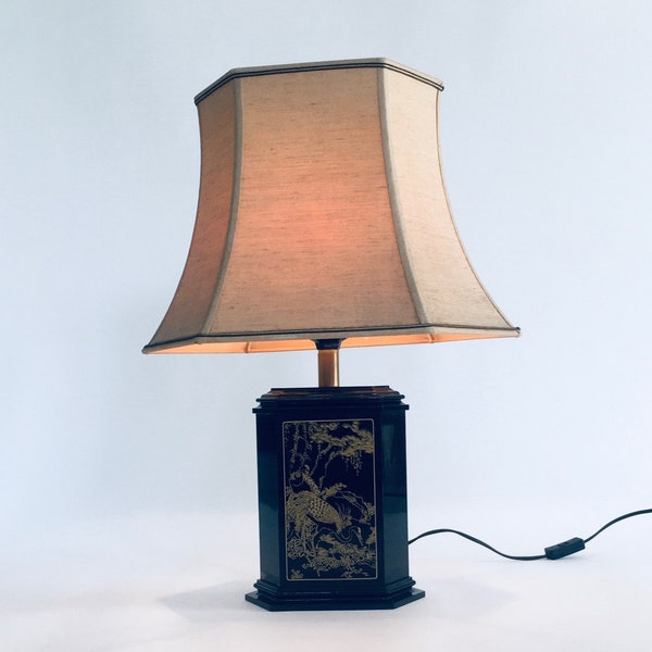 Hollywood Regency Design HAIPHON Chinois Style Table Lamp by Le Dauphin, France 1970's