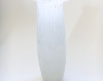 Vintage White Flecked Glass Vase, 1970's Italy