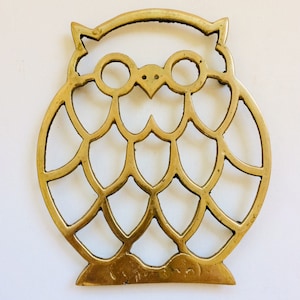 Hollywood Regency Style Brass Owl Coaster 1970&#39;s
