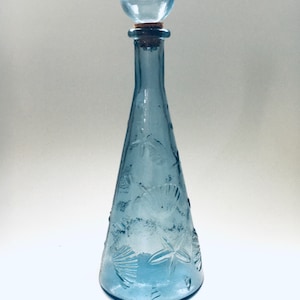 Vintage Empoli Glas Muschel Dekanter Flasche, Italien 1960er Jahre