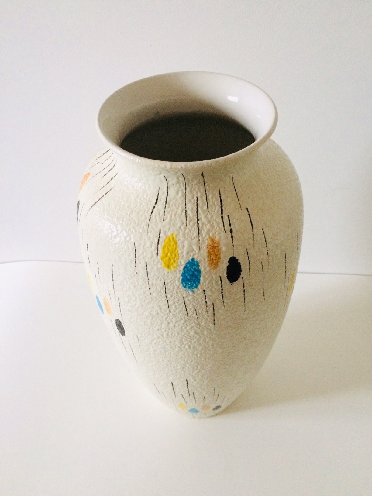 1960 年代ミッドセンチュリーモダン西ドイツデザイン陶器花瓶 50 cm