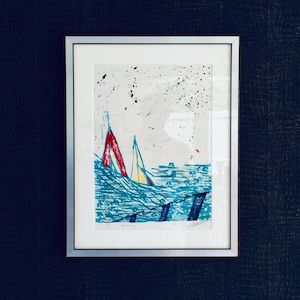 Żeglarstwo sygnowane Art Litho print 1978 Belgia