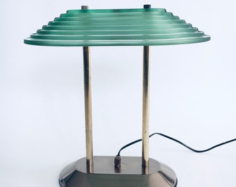 Memphis Style Era Architectural Design Glass Desk Lamp, 1980's