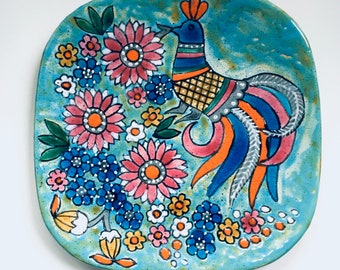 Art Pottery Hand-Painted Charger Dish by Marjatta Taburet Quimper France 1960's