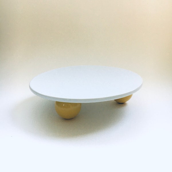 Memphis Style Design Small Round Cake Serving Tray, 1980's