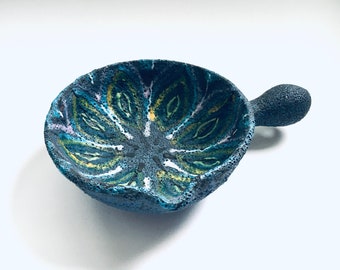 Vintage Art Pottery Handpainted Bowl by Yves Rybczynski Annecy, 1960's France