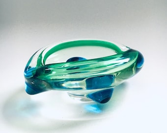 Vintage Art Glass Vide-Poche Bowl Sommerso Murano Italy 1960's