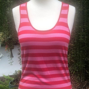 Vintage 1990's Cacharel Striped Sweater Knit Red and Pink Tank Top - small/medium