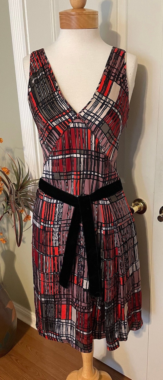 Cacharel, Vintage Y2K 2000 Abstract Print Cacharel Silk Flapper Dress - size 38/6
