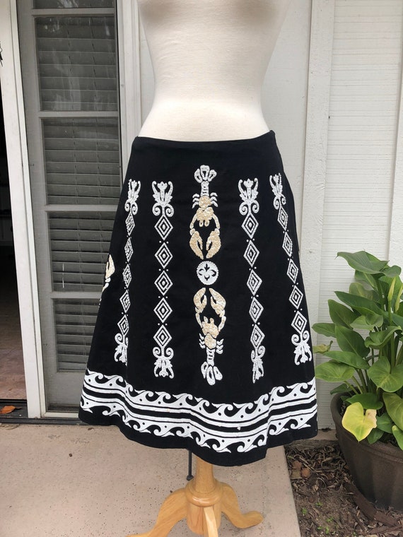 Vintage 1990's Black Novelty Fiesta Skirt With Seq