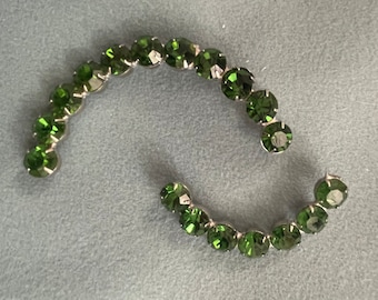 Vintage Deadstock Green Rhinestone Sew On Jewelry Decoration for Dresses, Jackets, Purses