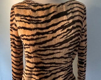 Vintage 1980's Fiorucci Striped Tiger Stripe Faux Fur New Wave Punk Blouse Top