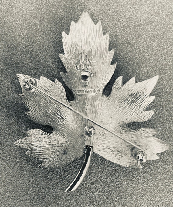 Vintage 1960's Boucher Silver Tone Maple Leaf Bro… - image 2