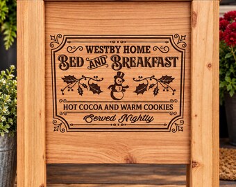 Personalized Christmas Bed  and Breakfast Sign.  Hot Cocoa & Warm Cookies.  Custom Christmas Decor. Fully assembled cedar planter
