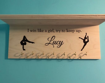 Personalized Wood Trophy Shelf and Medal Display