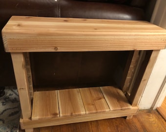 Rustic Wood End Table, recycled wood. Sofa end table.