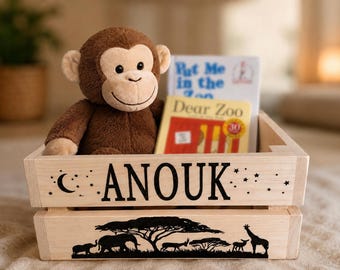 Safari personalized laser engraved wooden box