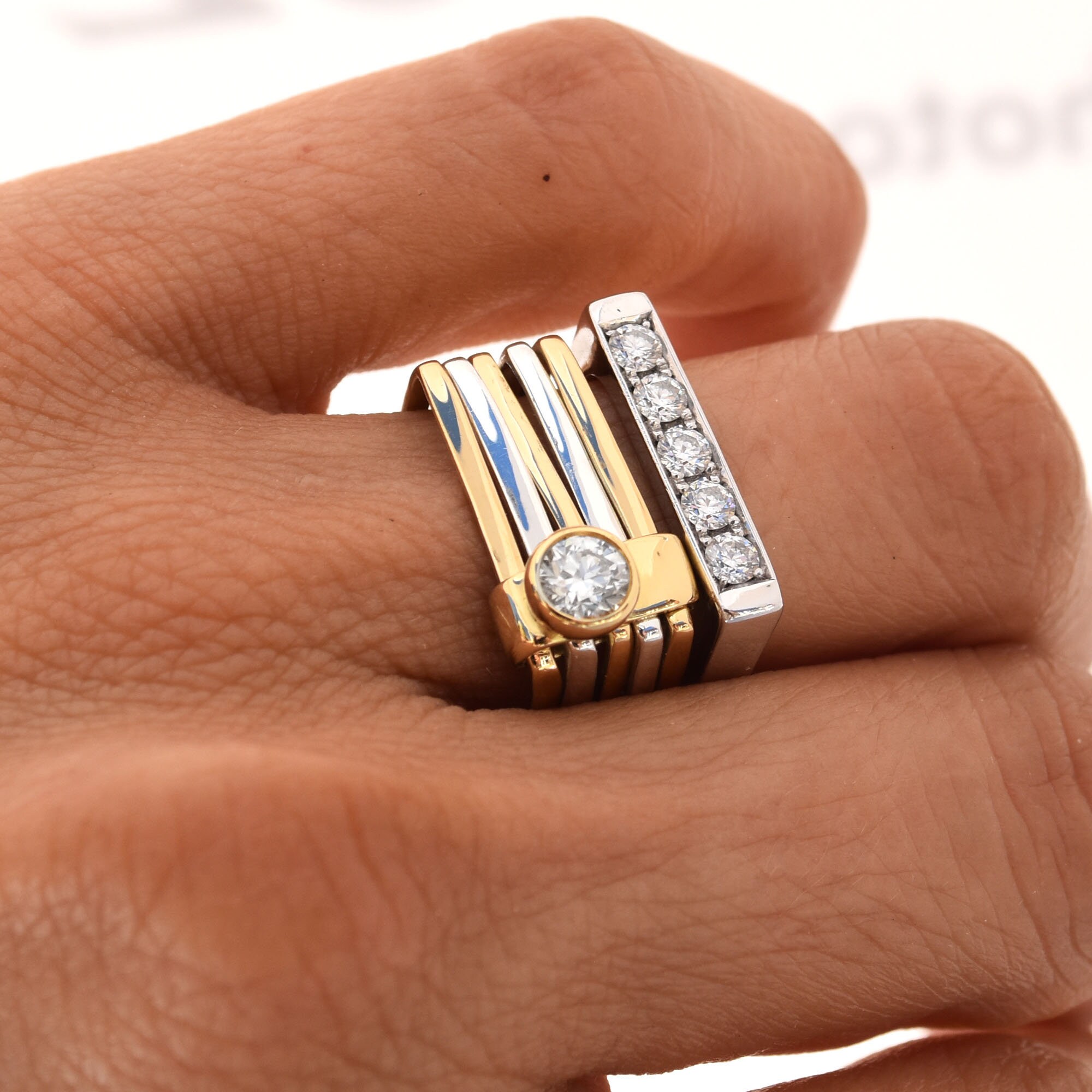 Diamond Bezel Set Engagement Ringtwo Tone Gold Engagement Etsy Australia